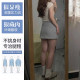 Gray drawstring sweat skirt sports skirt for women with summer large size high waist small person covering flesh to make them look slim A-line hip-pack short skirt
