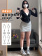 Gray sports sweat skirt skirt women's early autumn slightly fat mm large size yoga skirt small A-line hip skirt pants
