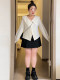 Micro -fat big size black pleated skirt female summer versatile high waist, thin waist, cover belly, suits A -line hip hip skirt