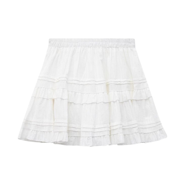 Large size white cake skirt lace skirt for women in summer fat mm small high waist slim A-line puffy short skirt
