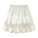 Ruffled white fluffy skirt for women, summer slightly fat mm large size elastic high waist small A-line cake skirt
