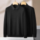 Fat man wears fake two-piece plus size shirt collar sweater for men plus fat jacquard solid color sweater casual long sleeves
