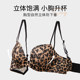 Women's underwear with small breasts gathered round breasts sexy leopard print simple glossy one-piece steel ringless bra set