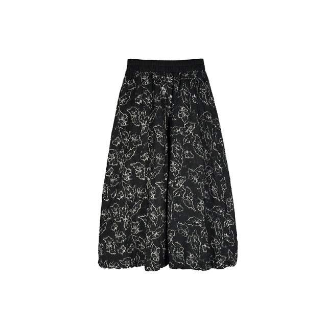 Lu and Yamamoto's dark front and back wear pleated printed texture versatile skirt black A-line pleated skirt
