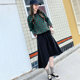 Black irregular skirt female autumn mid -length loose large -size pocket high -waist French retro A -line long skirt

