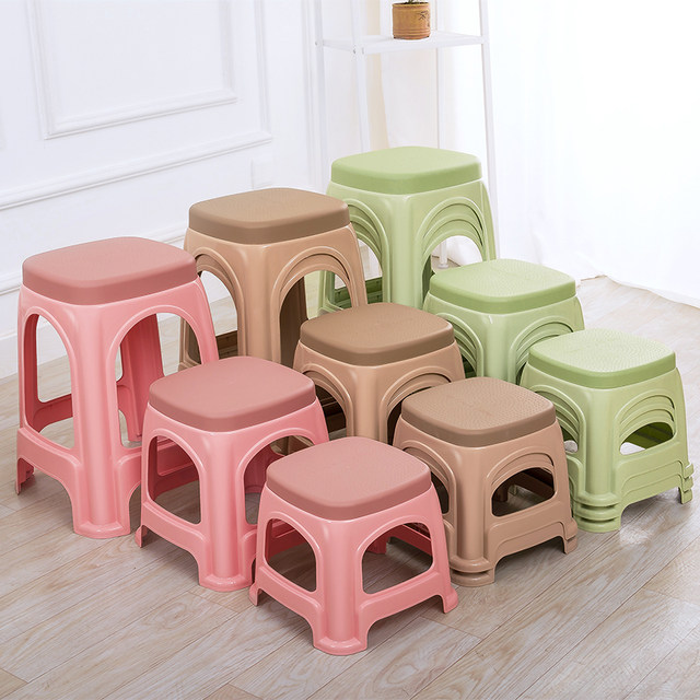 Plastic stool for home living room thickened adult economical dining table stool cooked rubber chair manufacturer high stool simple and creative