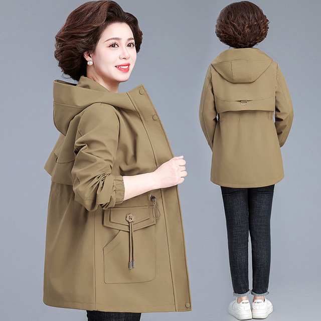 Brand mother spring jacket fashionable new style middle-aged and elderly women in their 50s spring and autumn rich wife windbreaker mid-length style