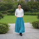 Customized autumn and winter new thickened ramie half-body long skirt literary large size large hem skirt high waist commuter pleated A-skirt