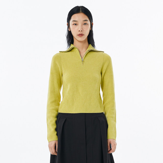 MOVEUP 2022 Autumn New Style High Collar Zipper Designer Short Sweater for Women