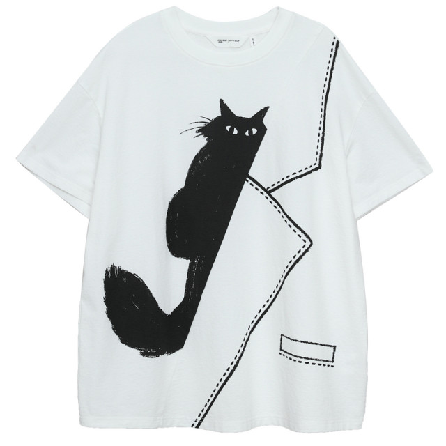 MOVEUP Fantasy Walk 2025 Summer New Style.FUN Series Round Neck and Shoulder Fun Print Short T-Shirt for Women