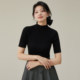 one more2025 summer half turtleneck sweater mid-sleeved women's T-shirt high-end feel bottoming top for women's clothing