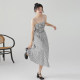 one more2025 summer new slim one-length striped suspender dress for women high-end strapless long skirt