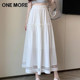 one more white skirt for women summer 2025 new style ink high waist moon skirt lace spliced ​​cake skirt X