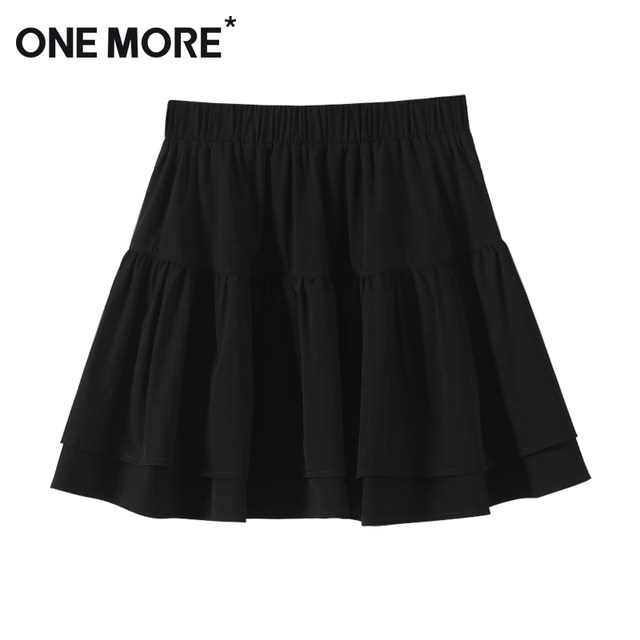one more short skirt skirt women's summer 2025 new black pleated skirt a line flower bud skirt fluffy cake skirt X