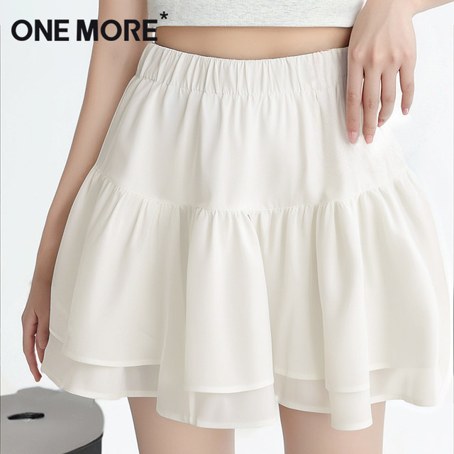 one more short skirt skirt women's summer 2025 new black pleated skirt a line flower bud skirt fluffy cake skirt X