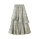 
Ruffled floral skirt for women in summer new versatile elastic waist slit long skirt cake skirt D8932