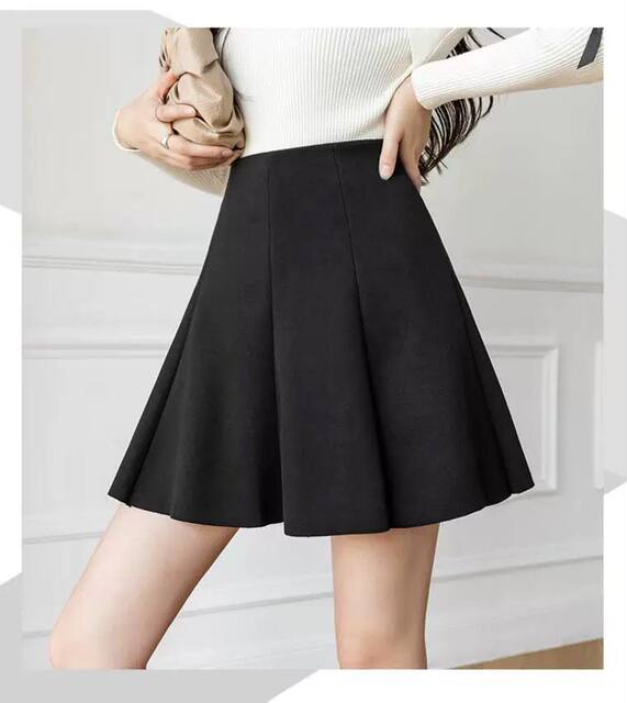 Micro-bulging letters high-waisted flared skirt A-line skirt autumn and winter 2024 new slim versatile umbrella skirt pleated skirt
