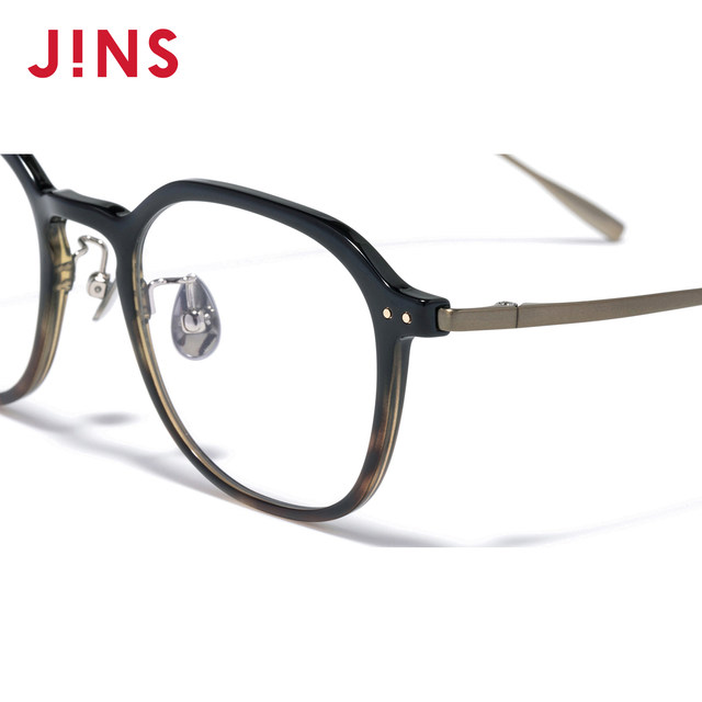 JINS eye posture myopia glasses lightweight retro round frame glasses for men and women can be equipped with anti-blue light lens UUF25S208