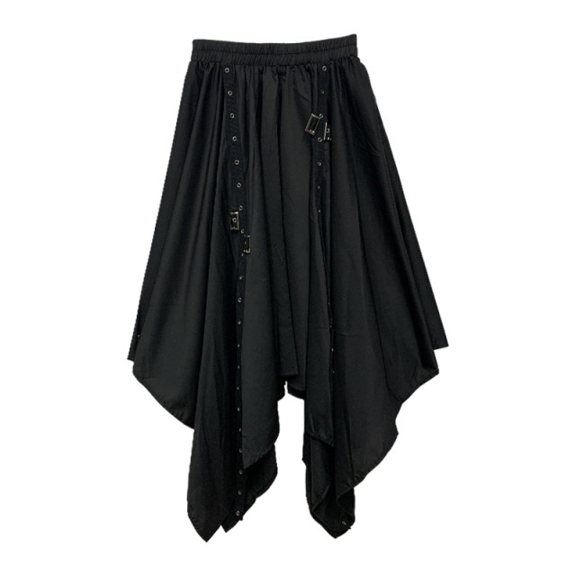 Spring and Autumn Skirts for Women 2025 New Shirts High Waist Irregular Yamamoto Design Sense Dark Style Long Skirt for Women Retro
