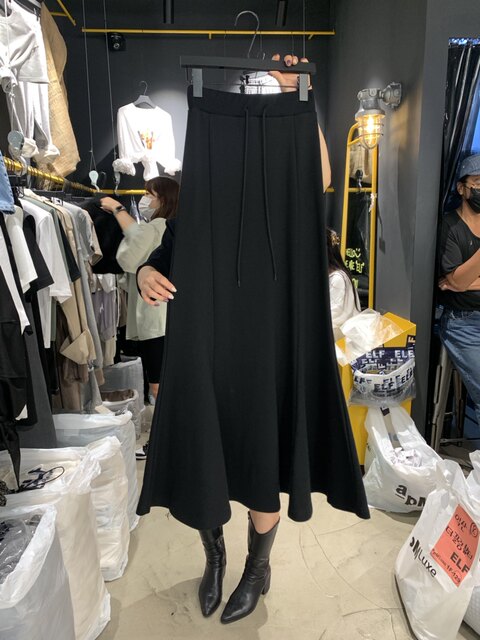 South Korea Dongdaemun 2024 Autumn New Fashion Temperature Splitting Strip Loose Loose Tie Croana Tail Skirt High -waist Halway Skirt Female