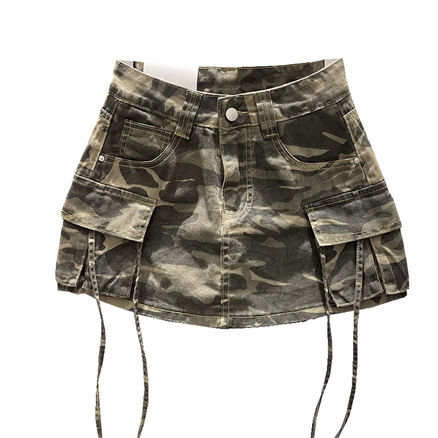American hot girl pocket design work skirt for women 2024 early autumn new fashionable and personalized versatile A-line denim skirt