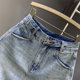 European products 2024 summer new fashionable pocket light blue wash A-line denim skirt temperament simple hip-pack skirt