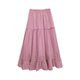 High-waisted temperament plaid cake skirt for women in summer new products black ears half-body long skirt versatile Korean design ins