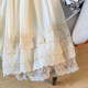 Sweet lace spliced ​​white skirt for women in spring and summer mid-length super fairy temperament A-line cake skirt