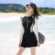 Swimwear for women in hot springs 2025 new popular conservative one-piece skirt style belly-covering and slimming large size long-sleeved swimwear