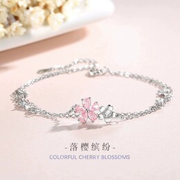 Sakura bracelet girl S925 pure silver womens lightweight luxury 2023 new Valentine's Day gift to her girlfriend