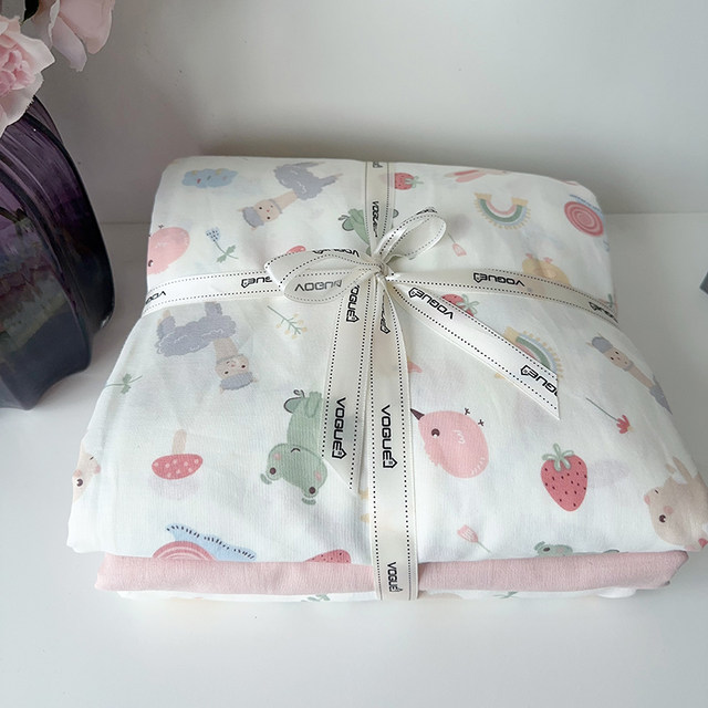 Class A maternal and infant -level children's single piece of cute little frog pure cotton double -layer gauze dormitory single naked sleeping quilt