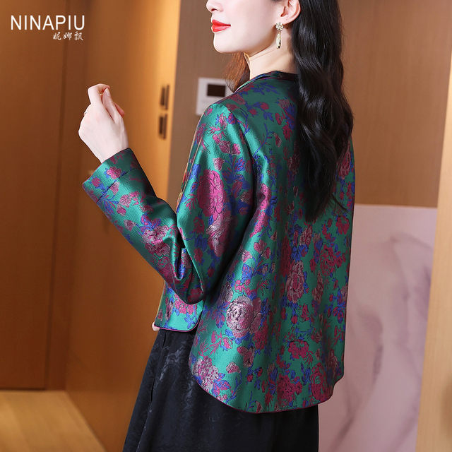New Chinese retro jacquard short jacket for women 2025 autumn Chinese style style style mother dress loose big brand top