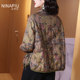 New winter white goose down short national style retro patterned stand collar down jacket for women fashionable lightweight warm jacket