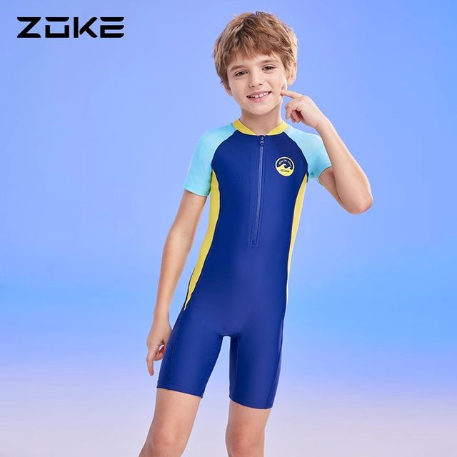 Zoke Zhouke Children's Swimsuit Girl 2024 New Conjunction Hot Spring Swim Symbols Boy Professional Training Swimsuit