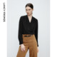 French off-white V-neck top for women autumn new style shirt French long-sleeved shirt for women