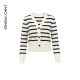 Langzi French retro striped wool sweater temperament Verithful repair long sleeve casual cardigan jacket jacket winter