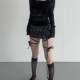 Korean authentic purchasing agent 24 autumn new chic feminine side lace-up plaid sweet versatile fashionable skirt
