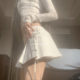 
Korean authentic purchasing agent 25 spring new chic feminine double-sided braided lace-up pleated sweet versatile short skirt