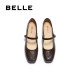 Belle women's shoes retro Mary Zhen shoes 2025 spring new sheepskin thick heel light mouth single shoes B2435AQ5
