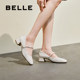 Belle women's shoes evening shoes genuine leather shallow mouth single shoes new high heels French Mary Jane shoes A7A2DCQ4
