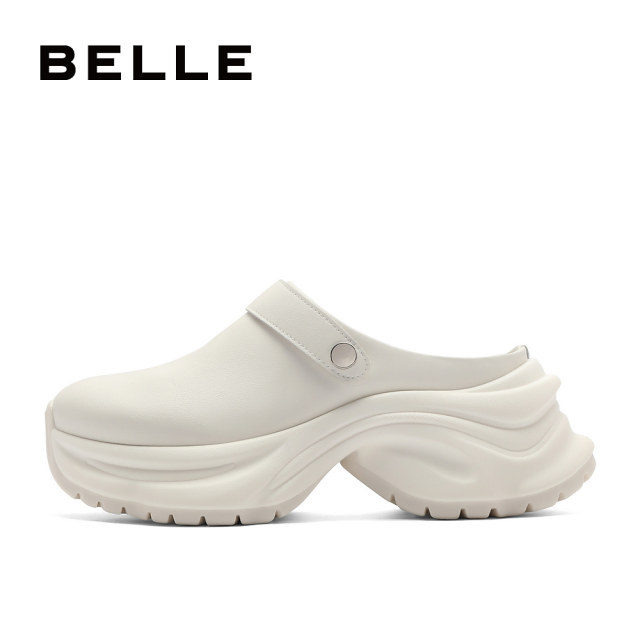 Belle women's shoes thick sole hole shoes for women's new style can be worn outside and heightened toe outside and half slippers B1897BH4