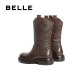 Belle Retro Western Cowboy Boots Women's Boots New Winter Genuine Leather Slim Short Boots B2395DG4