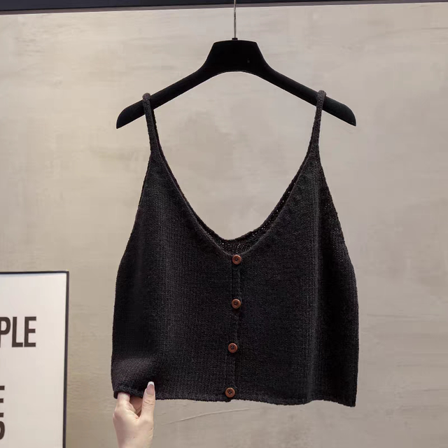 Cardigan vest vest vest vest women's suspender short spring and autumn new style outside horse clip layered sweater vest trendy