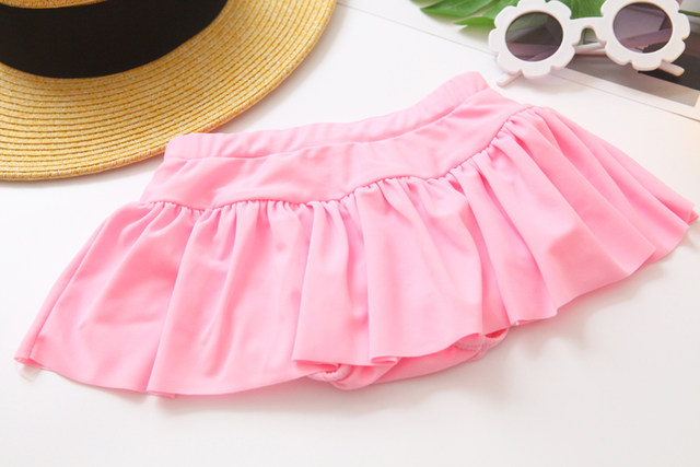 Children's swimsuit girl Korean girl split long -sleeved beach sunscreen princess skirt girl cute powder suit
