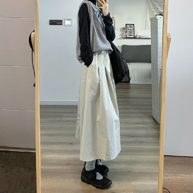 Homemade Sweet Japanese Workers Wind Mi Apricot Skirt Female Summer Student Skill