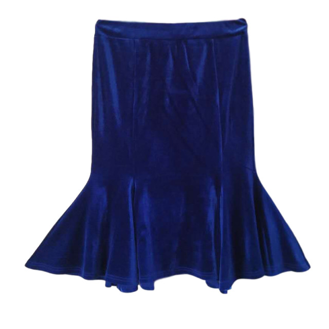 2025 spring, summer and autumn gold velvet skirt fishtail hip long skirt celebrity large size versatile one-step big swaying women's skirt