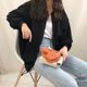 Casual loose large size fat mm black cotton baseball uniform work jacket for women in spring, autumn and winter Korean version versatile