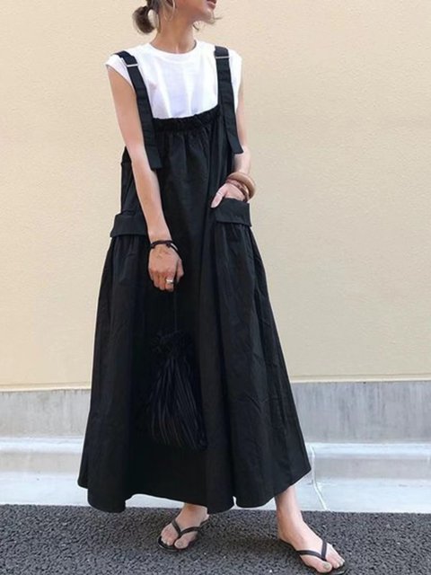 Sleeveless versatile strap skirt 2024 new women's spring and summer new style loose suspender dress
