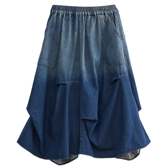 Xiaofei's home ~ Denim skirt spring and summer new style slim mid-length skirt temperament versatile wash water big sway skirt
