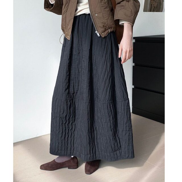 Japanese Literary Line Warm Boxer Skirt Female Autumn and Winter Big size fat mm pear -shaped figure medium long A -line umbrella skirt
